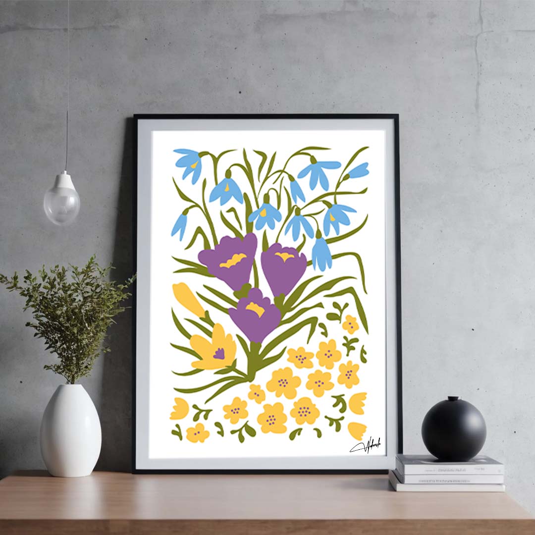 Golden Blossoms Dancing With Blue